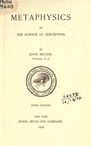 Cover of: Metaphysics by Miller, John, Miller, John