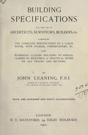 Cover of: Building specifications by John Leaning