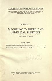 Cover of: Machining tapered and spherical surfaces by Albert Atkins Dowd