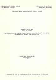 The passage of the Central Valley Project Improvement Act, 1991-1992 by Thomas J Graff