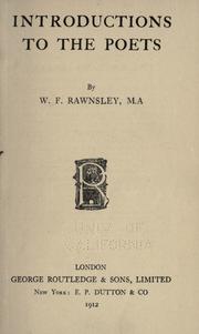 Cover of: Introductions to the poets. by W. F. Rawnsley