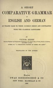 Cover of: A short comparative grammar of English and German by Victor Henry