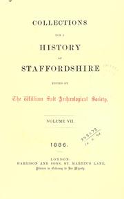 Cover of: Collections for a history of Staffordshire. Volume VII by Staffordshire Record Society