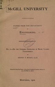 Cover of: On the stresses developed in beams loaded transversely. by Henry Taylor Bovey
