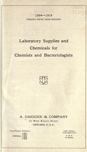 Cover of: Laboratory supplies and chemicals for chemists and bacteriologists. by A. Daigger & Company.