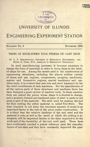 Cover of: Tests of high-speed tool steels on cast iron by L. P. Breckenridge