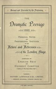 The dramatic peerage, 1892 by Erskine Reid