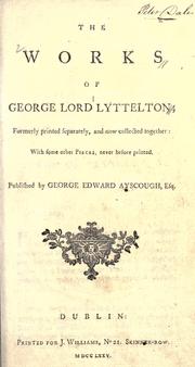 The works of George Lord Lyttelton by Lyttelton, George Lyttelton Baron