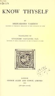 Cover of: Know thyself by Bernardino Varisco