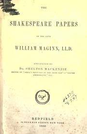 Cover of: The Shakespeare papers of the late William Maginn, LL.D. by William Maginn