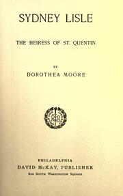 Cover of: Sydney Lisle by Dorothea Moore