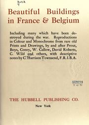 Cover of: Beautiful buildings in France [and] Belgium: including many which have been destroyed during the war.