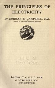 Cover of: The principles of electricity