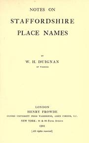 Cover of: Notes on Staffordshire place names by Duignan, W. H., Duignan, W. H.