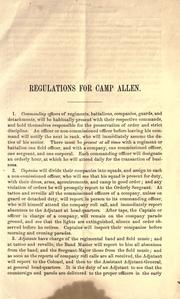 Cover of: Regulations for Camp Allen: first annual encampment of the Second Brigade, California Militia, October 6, 1863.