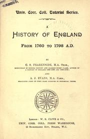 Cover of: A history of England from 1760 to 1798 A.D. by Charles Scott Fearenside