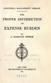 The proper distribution of expense burden by Church, A. Hamilton