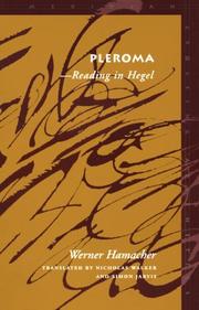 Cover of: pleroma: -Reading in Hegel (Meridian: Crossing Aesthetics) by Werner Hamacher, Werner Hamacher