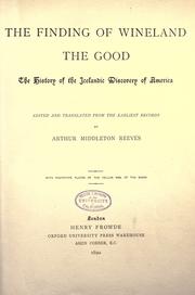 Cover of: The finding of Wineland the Good by Arthur Middleton Reeves