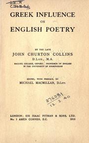 Greek influence on English poetry by John Churton Collins