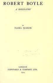 Cover of: Robert Boyle by Flora Masson