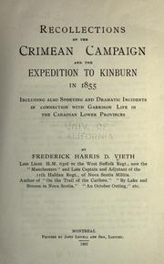 Cover of: Recollections of the Crimean campaign and the expedition to Kinburn in 1855 by Frederick Harris Dawes Vieth