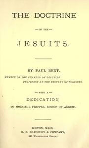 Cover of: The doctrine of the Jesuits by Paul Bert