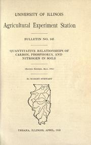Cover of: Quantitative relationships of carbon, phosphorus, and nitrogen in soils by Stewart, Robert