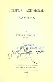 Cover of: Political and moral essays by Joseph Rickaby, Joseph Rickaby