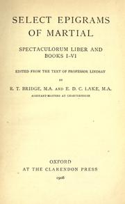 Cover of: Select epigrams of Martial ... by Marcus Valerius Martialis