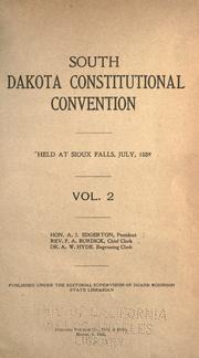 Cover of: Constitutional debates.: South Dakota, 1885, 1889.