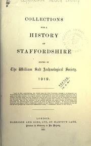 Cover of: Collections for a history of Staffordshire. 1919 by Staffordshire Record Society