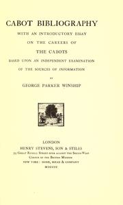 Cover of: Cabot bibliography by George Parker Winship