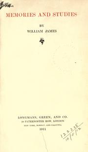Cover of: Memories and studies by William James