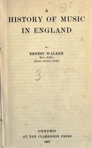 Cover of: A history of music in England. by Walker, Ernest.