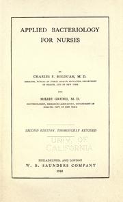 Cover of: Applied bacteriology for nurses by Charles Frederick Bolduan