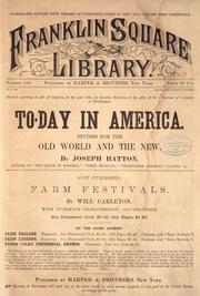 Cover of: To-day in America. by Joseph Hatton