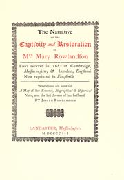 Cover of: The narrative of the captivity and restoration of Mrs. Mary Rowlandson. by Mary White Rowlandson