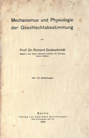 Cover of: Mechanismus und Physiologie der Geschlechtsbestimmung.