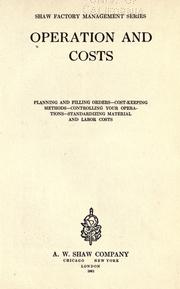 Cover of: Operation and costs by 