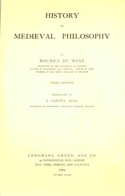 Cover of: History of medieval philosophy