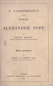 Cover of: A  concordance to the works of Alexander Pope by Edwin Abbott Abbott