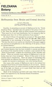 Cover of: Hoffmannias from Mexico and Central America