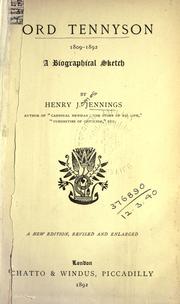 Cover of: Lord Tennyson, a biographical sketch. by Henry James Jennings