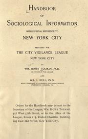 Cover of: Handbooks of sociological information by William Howe Tolman