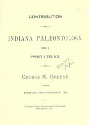 Cover of: Contribution to Indiana palaeontology.