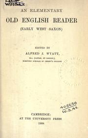 Cover of: An elementary Old English reader, early West Saxon