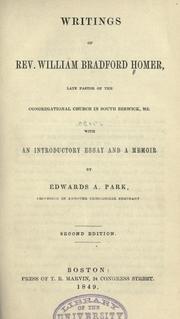 Writings of Rev. William Bradford Homer by William Bradford Homer