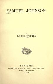 Cover of: Samuel Johnson by Sir Leslie Stephen