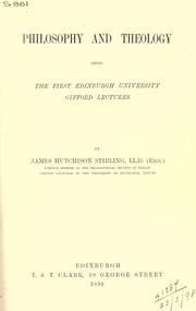 Cover of: Philosophy and theology by James Hutchison Stirling